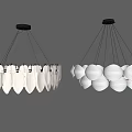 Modern White Chandeliers With Leaf And Sphere Shaped Design For Home Interior 3d model