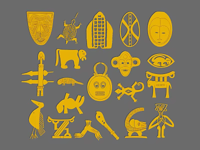 Decorative Ornaments With Various Animal Figures Geometric Patterns And Artistic Designs 3d model
