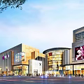 Modern Commercial Complex Architecture With Glass Facade Water Reflection And Evening Sky