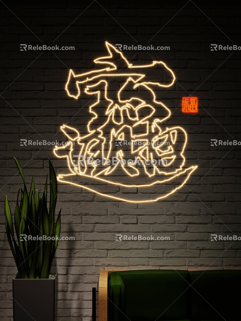 luminous characters neon lights 3d model