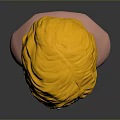 Man 3D Model with Yellow Hair and Pink Neck on Gray Background