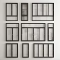 Various Black Frame Window Styles With Different Glass Panel Configurations 3d model