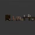 Rustic Scene Components With Felt Rug Canvas Tent Wooden Table And Clay Pots
