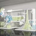SHUYA Photo Check-in Spot With Colorful Balloons Eiffel Tower Model And Cloud Decorations