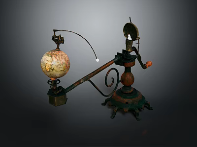 Vintage Globe Table Lamp With Metal Stand Decorative Home Accessory For Living Room 3d model