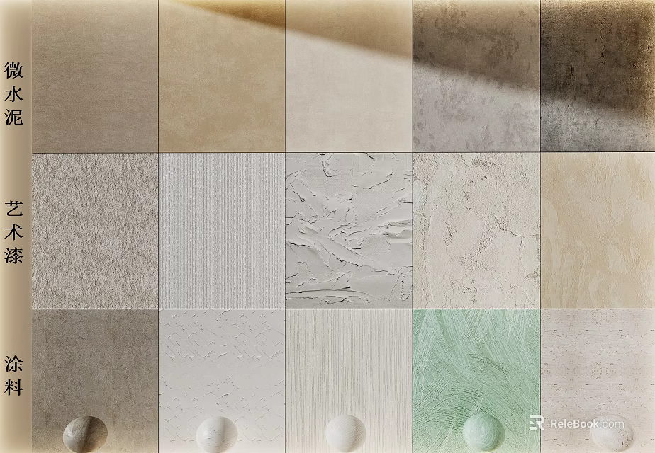 Various Colored Wall Panels With Different Textures For Interior Design Samples 3d model 