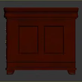 Classic Red Wooden Desk Featuring Three Drawers Single Cabinet And Golden Handles