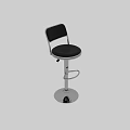 Black Leather Adjustable Bar Stool With Silver Metal Frame And Footrest