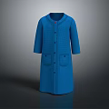Blue Long Sleeve Knit Coat with Button Front and Pockets Design 3d model