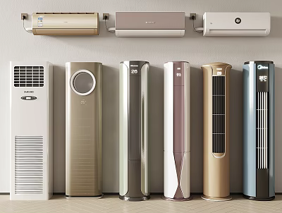 Modern Air Conditioner Fans Featuring Wall Mounted And Tower Standing Styles For Home Use 3d model