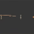 Handmade Wooden Artifacts Including Fan Shaped Tool Small Figurine And Long Stick