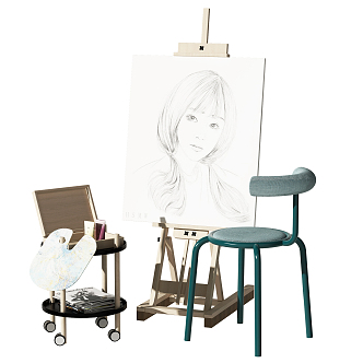 Modern easel drawing board 3d model