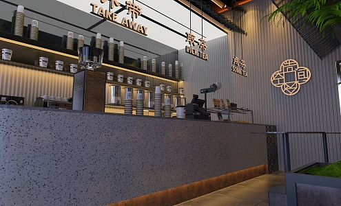 New Chinese Milk Tea Shop 3d model