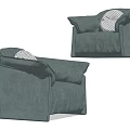 Modern Green Single Sofa with Velvet Upholstery and Checkered Cushion