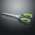 Ergonomic Hardware Scissors With Green Handles And Silver Blades For Home Use