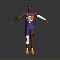 Man in Purple Basketball Jersey Number 22 with Arm Sleeves Knee Pads and Yellow Shoes