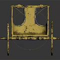 Ornate Golden Cart With Wheels Handle Canopy And Reflection On Black Background