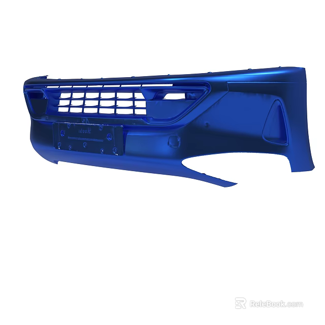 Shiny Blue Car Front Bumper With Grille And Detailed Design Elements 3d model 