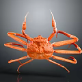 Vibrant Red King Crab With Long Legs And Orange Shell On Gray Background 3d model