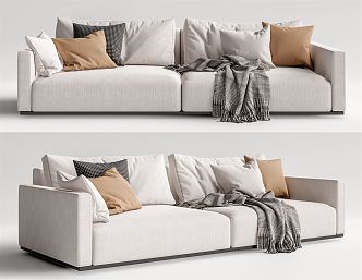 Modern double sofa multiplayer sofa 3d model