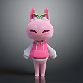 Cute Pink Cat Ear Doll With Closed Eyes In Stylish Hoodie Design