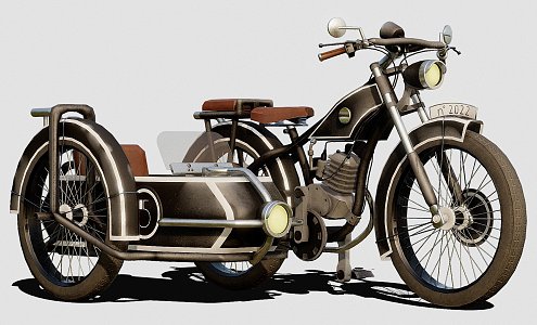 Modern motorcycle side car 3d model