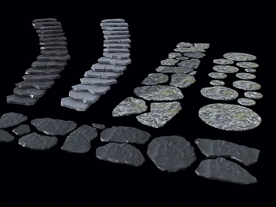 Natural Stone Stepping Stones For Garden Path With Various Shapes And Arrangements 3d model