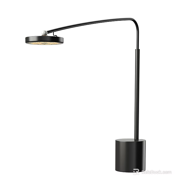 Modern Black Floor Lamp With Adjustable Arm And Round Light Head 3d model