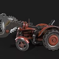 Red Tractor With Large Circular Saw Blade And Metal Structure Wheels Design 3d model
