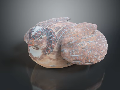 Ceramic Quail Sculpture With Brown And White Feathers Detailed Patterns And Reflection On Smooth Surface 3d model