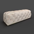 Cream Colored Upholstered Tufted Ottoman With Golden Legs Modern Elegant Design