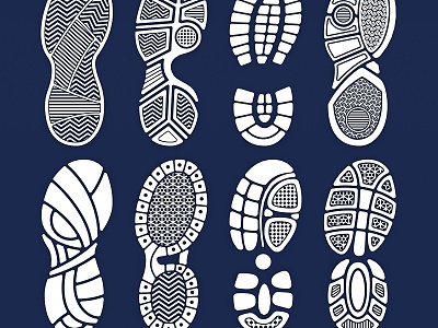 Shoe print sole pattern human footprint cartoon element pattern illustration 3d model