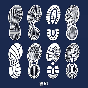 Shoe print sole pattern human footprint cartoon element pattern illustration 3d model