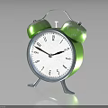 Vintage Green Alarm Clock with Double Bells Silver Stand and White Dial Clear Numbers