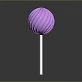 Colorful Purple Swirled Lollipop With White Stick On Dark Background