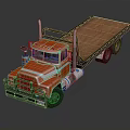 Red Flatbed Truck With Classic Design Wooden Cargo Bed And Chrome Accents