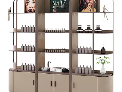 Modern Medical Devices Display Shelves With Storage Cabinets And Organized Bottles 3d model