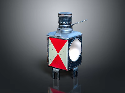 Classic Car With Vintage Signal Light Featuring Red White Cross Design 3d model