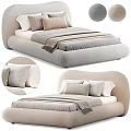Modern Curved Headboard Bed With Soft Pillows And Neutral Tones Bedding Design