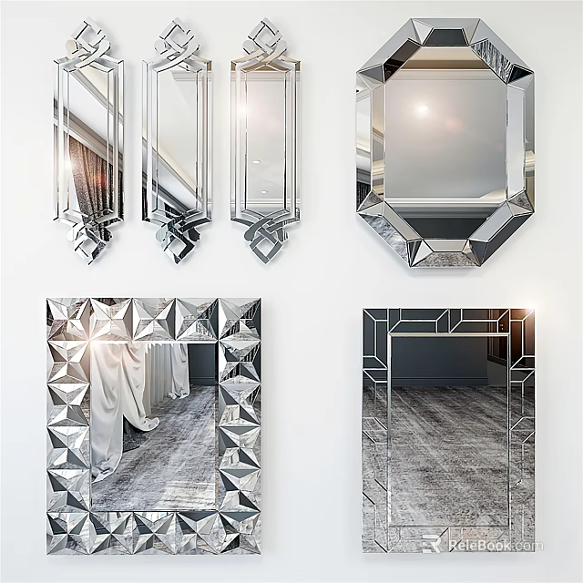 Decorative Wall Mirrors With Various Geometric Shapes And Modern Design For Interior Decor 3d model 