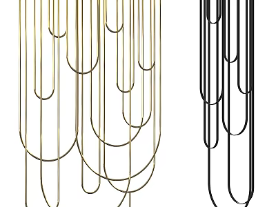 Elegant Hanging Decor With Gold And Black Curved Lines For Interior Design 3d model