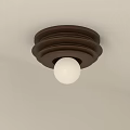 Dark Brown Layered Ring Design Ceiling Light With White Spherical Bulb 3d model