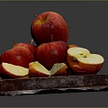 Fresh Whole And Sliced Apples On Rustic Wooden Cutting Board