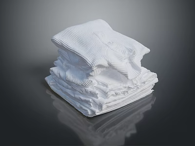 Neatly Stacked White Cotton Clothes With Soft Texture And Clean Appearance 3d model
