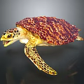 Vibrant Sea Turtle With Reddish Yellow Patterned Shell Swimming Gracefully 3d model
