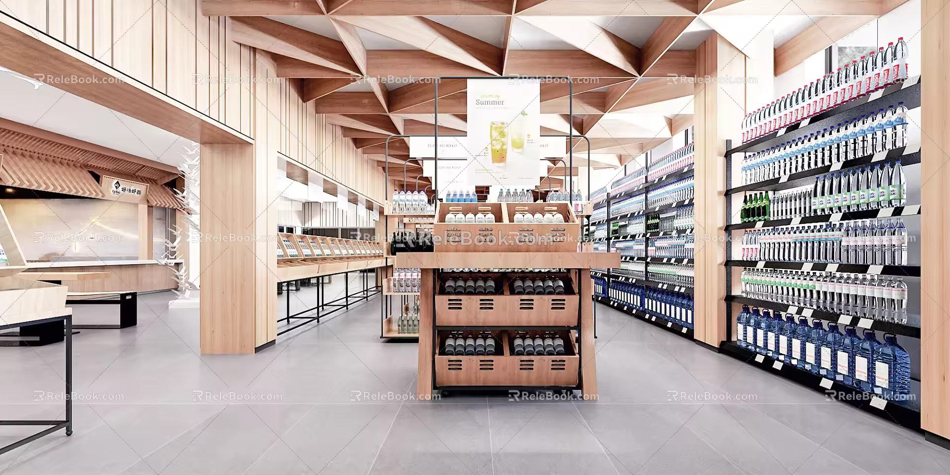 Nordic supermarket lobby 3d model