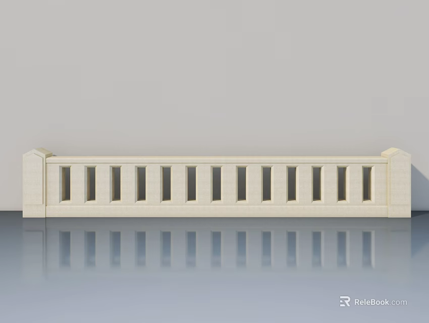 Light Colored Swing Door With Rectangular Cutouts And Reflection Design 3d model