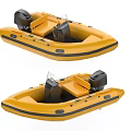 Yellow Inflatable Yacht Design With Black Trim Seats And Motor