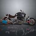Custom Vintage Motorcycle With Leather Seat Chrome Exhaust And Black Body Design