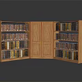 Elegant Wooden Bookcase with Open Shelves Closed Cabinet Doors and Colorful Books